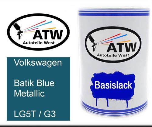 Volkswagen, Batik Blue Metallic, LG5T / G3: 500ml Lackdose, von ATW Autoteile West.